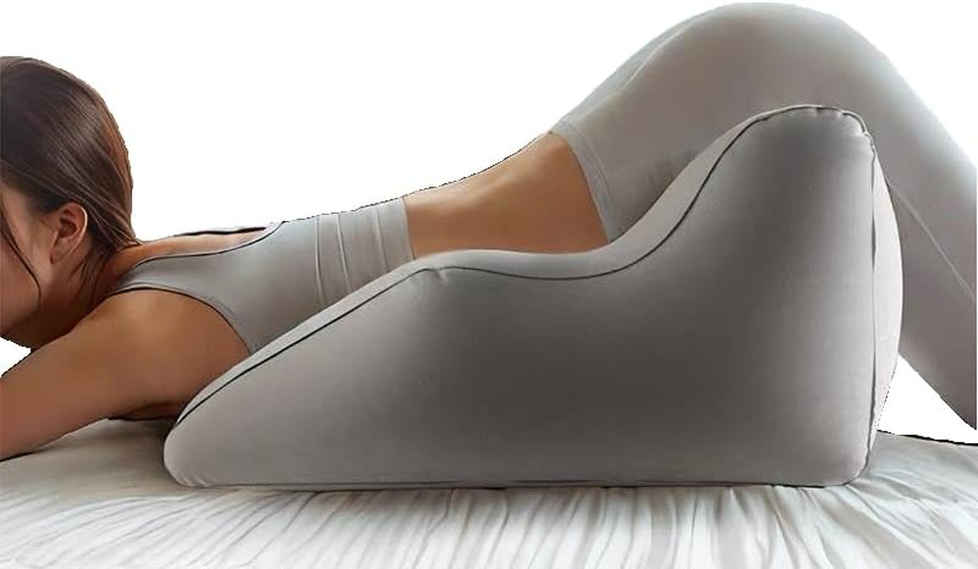 Intimacy Pillow for Couples - Inflatable Wedge Cushion, Sex Furniture Support with Travel Bag, Hip Positioning Pillow for Bed & Outdoor Use (Grey)
