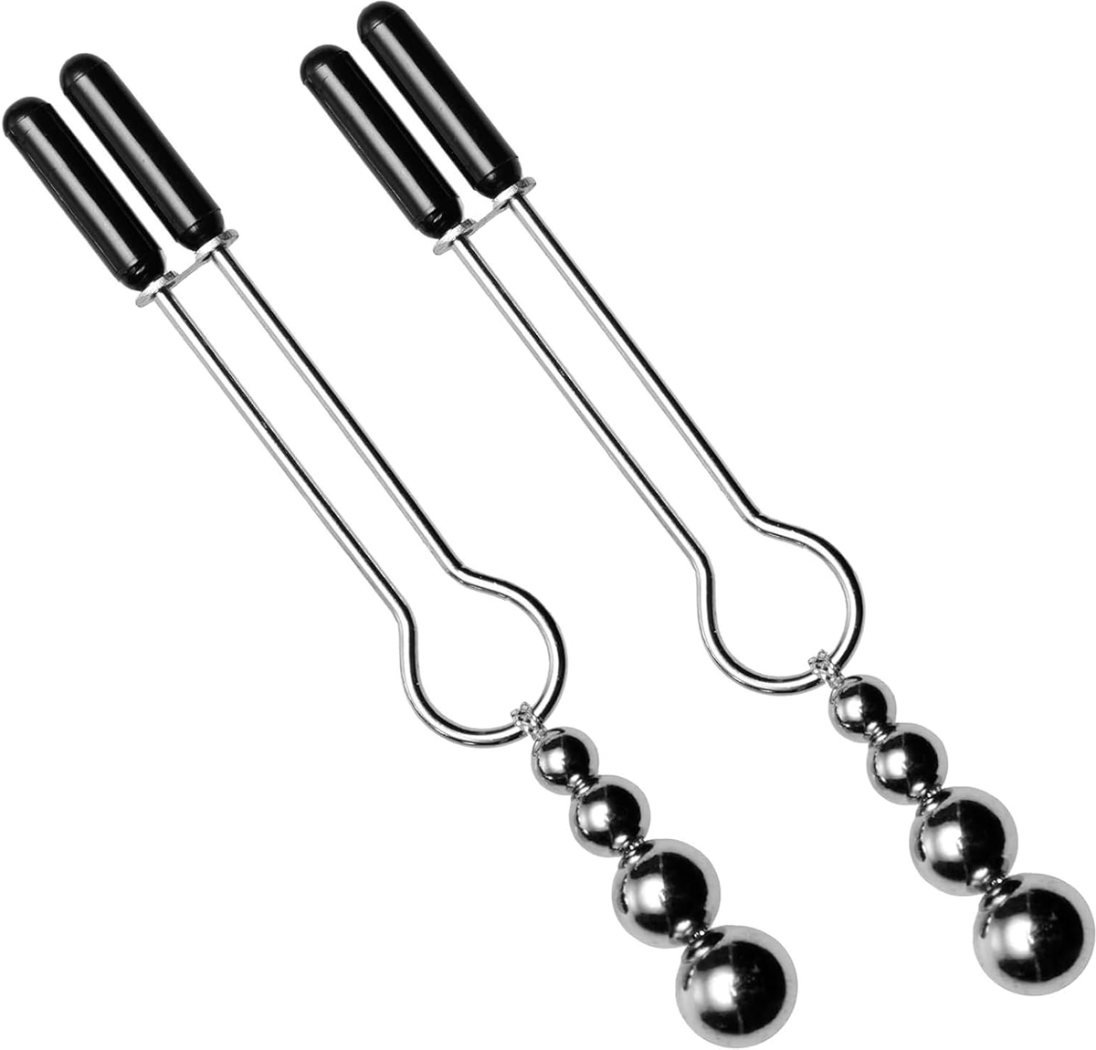 ThreeDrops Tweezer BDSM Nipple Clamps with Weighted Beads and Vinyl Tips