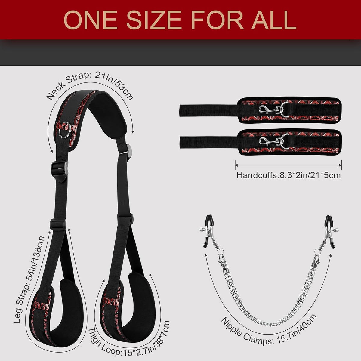 ScarletSuspend Neck to Thigh Sling with Cuffs & Clamps