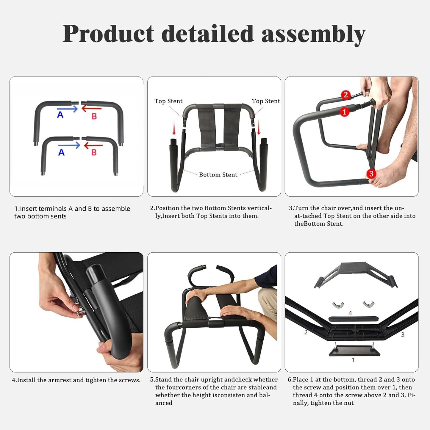Sex Chair Set Multifunction Sex Position Enhancer Chair with Handrail and Dildo Sex Bench Bouncing Mount Sex Stool Portable Weightless BDSM Sex Novelty Toy for Adult Game (Black)