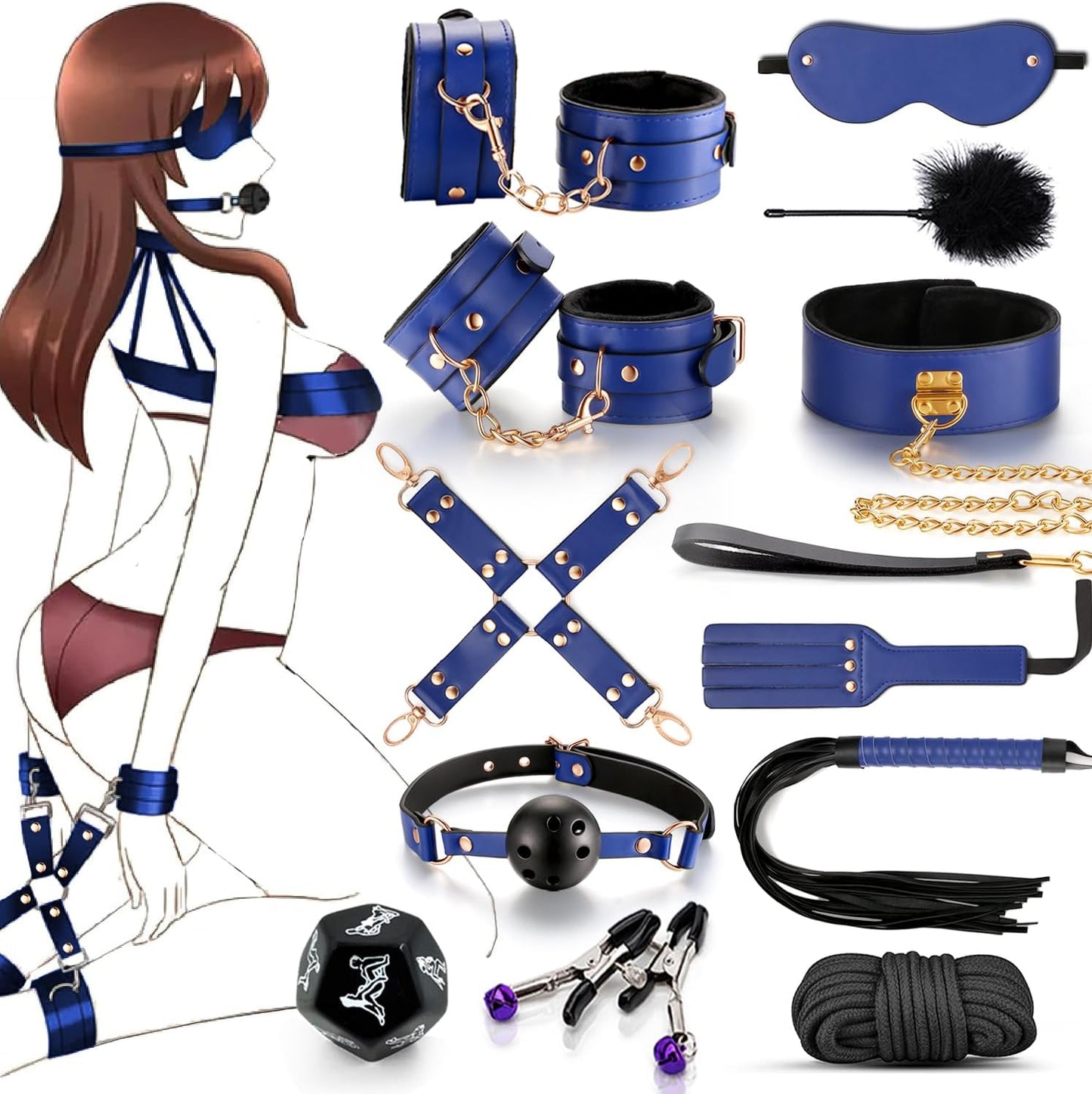 BlueHour 12-Piece BDSM Bondage Kit
