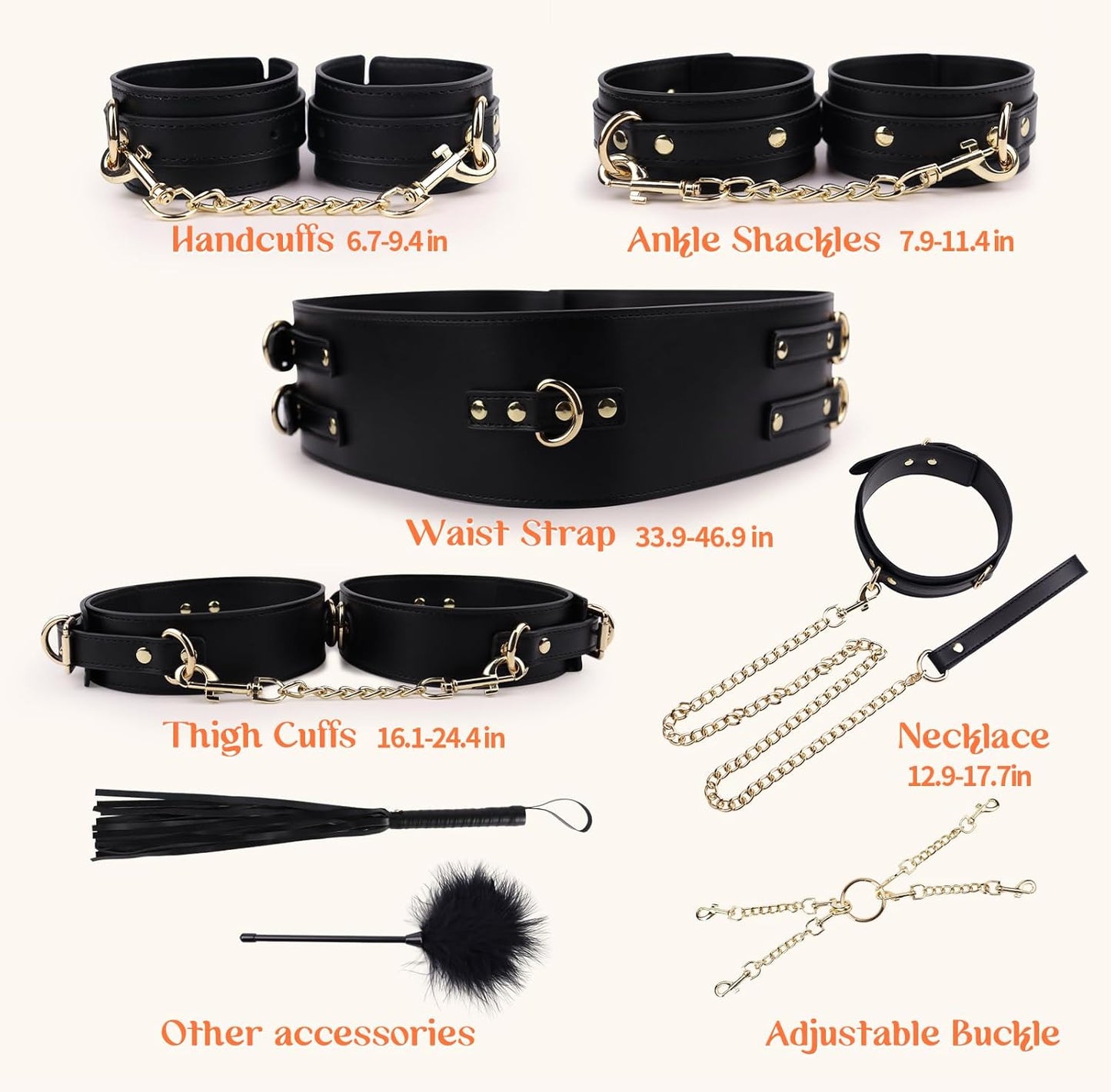 TotalBind BDSM Body Restraint Kit – Neck to Ankle, 8 Pcs