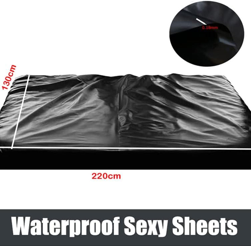 Wet Game Bed Sheets, Waterproof & Oil Resistant Adult Sex Bed Sheets, Waterproof Fitted Play Sheet, Waterproof Bedding Set Sex Toys, BDSM Messy Play Sex Sheet Bed Cover (Black)