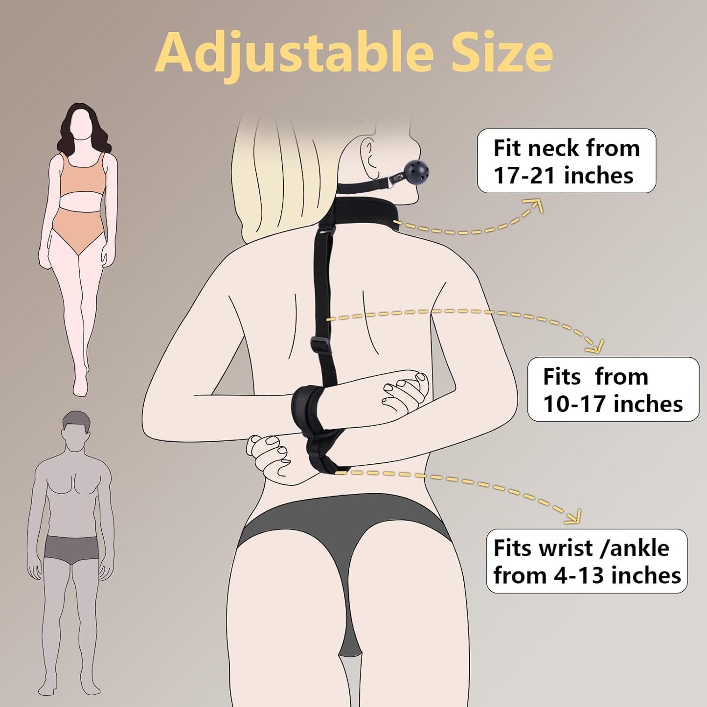 NoirSubmission Neck to Wrist & Gag BDSM Restraint Set