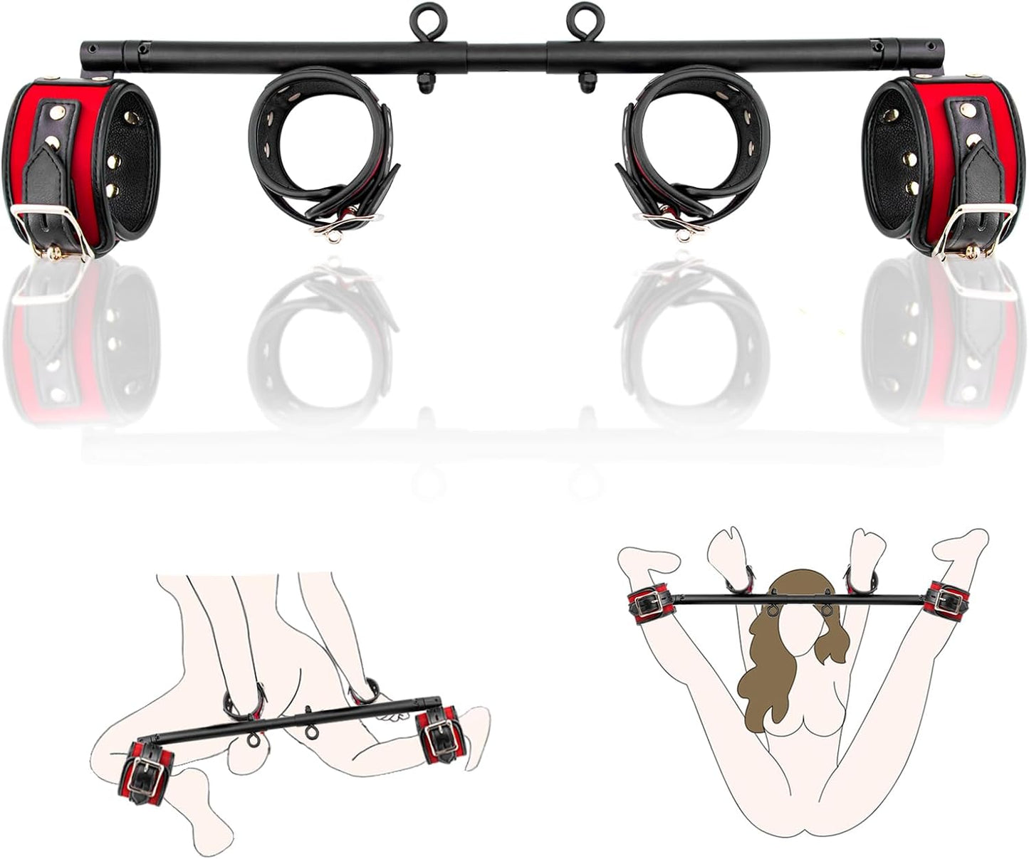 CaptiveSteel Locking BDSM Spreader Bar & Cuffs