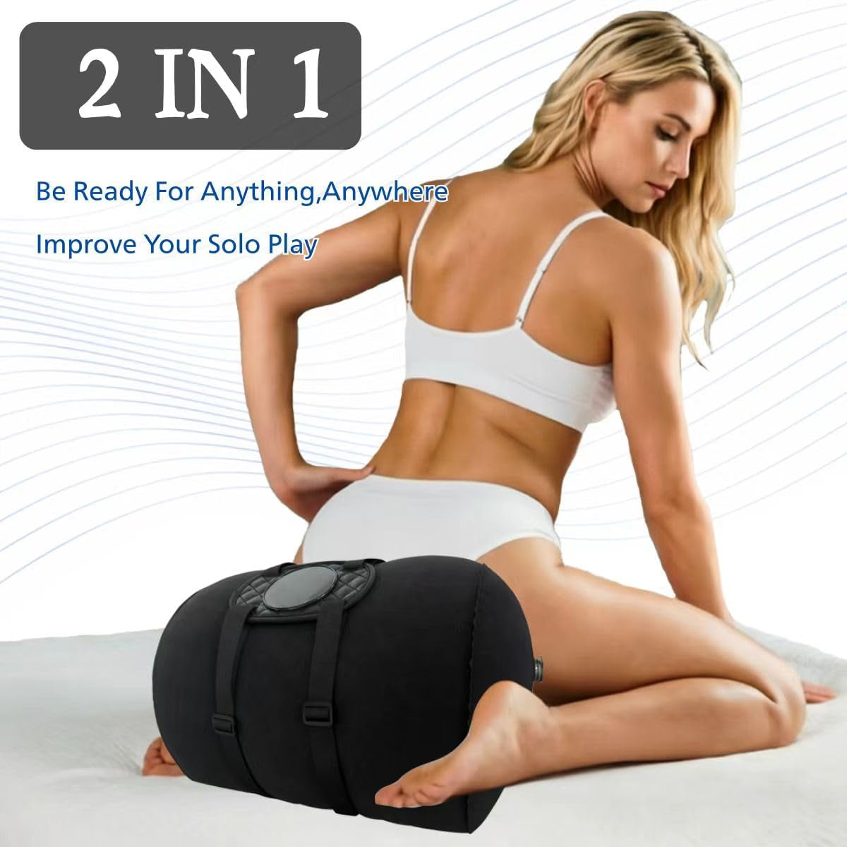 Sex Pillow with Suction Cup Dildo Mount Sex Toys Inflatable Pillow Vibrator Holder Set Universal Sex Saddle Strap on Pillow,Chair Hands-Free Play(Without Dildo)