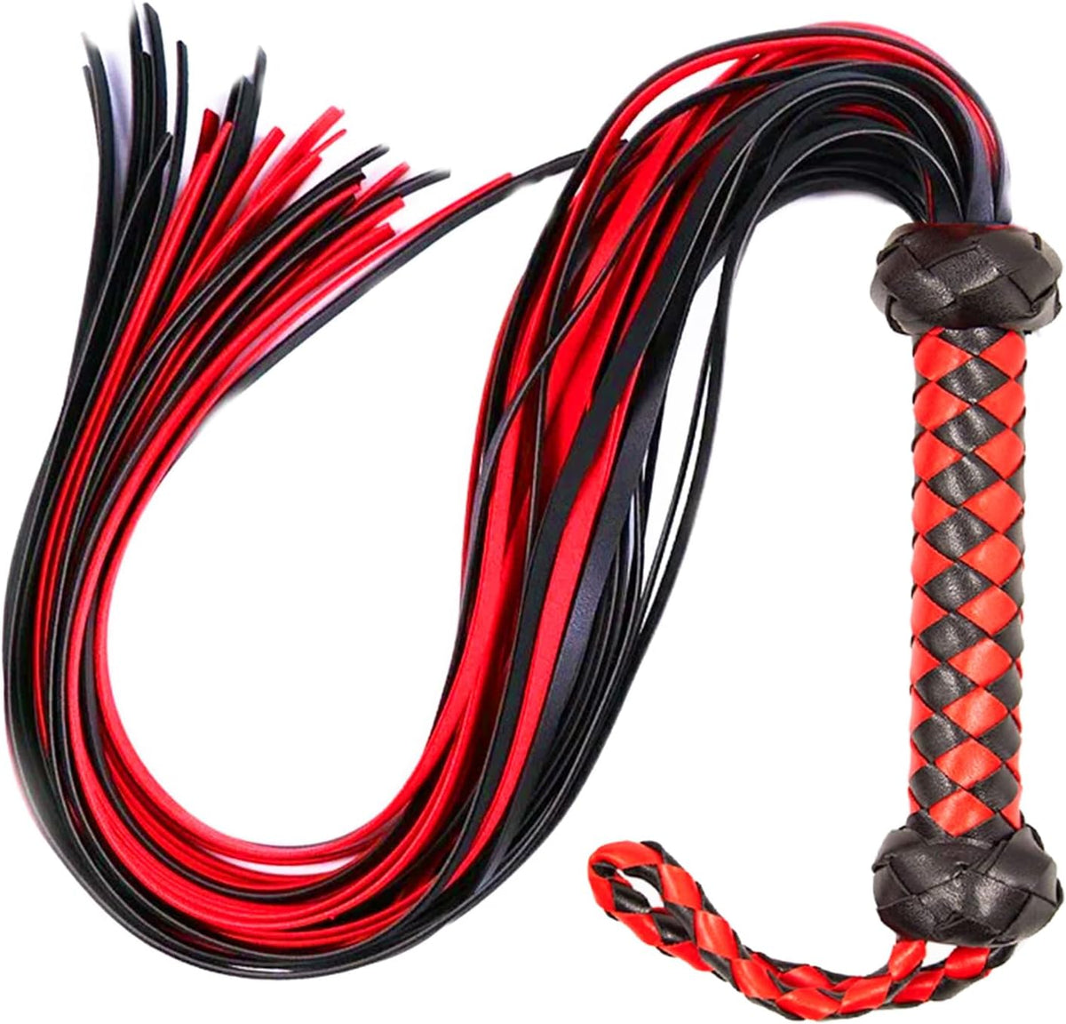 CrimsonLash 23 Inch Faux Leather Flogger Whip in Red and Black