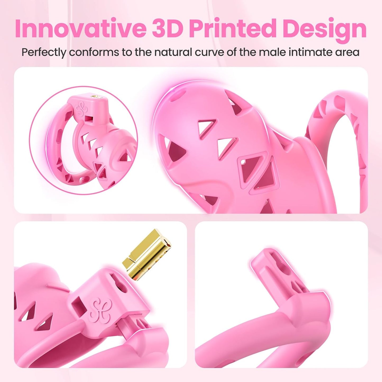 BlushControl Pink Chastity Cage Kit – Rings, Plug & Hidden Lock