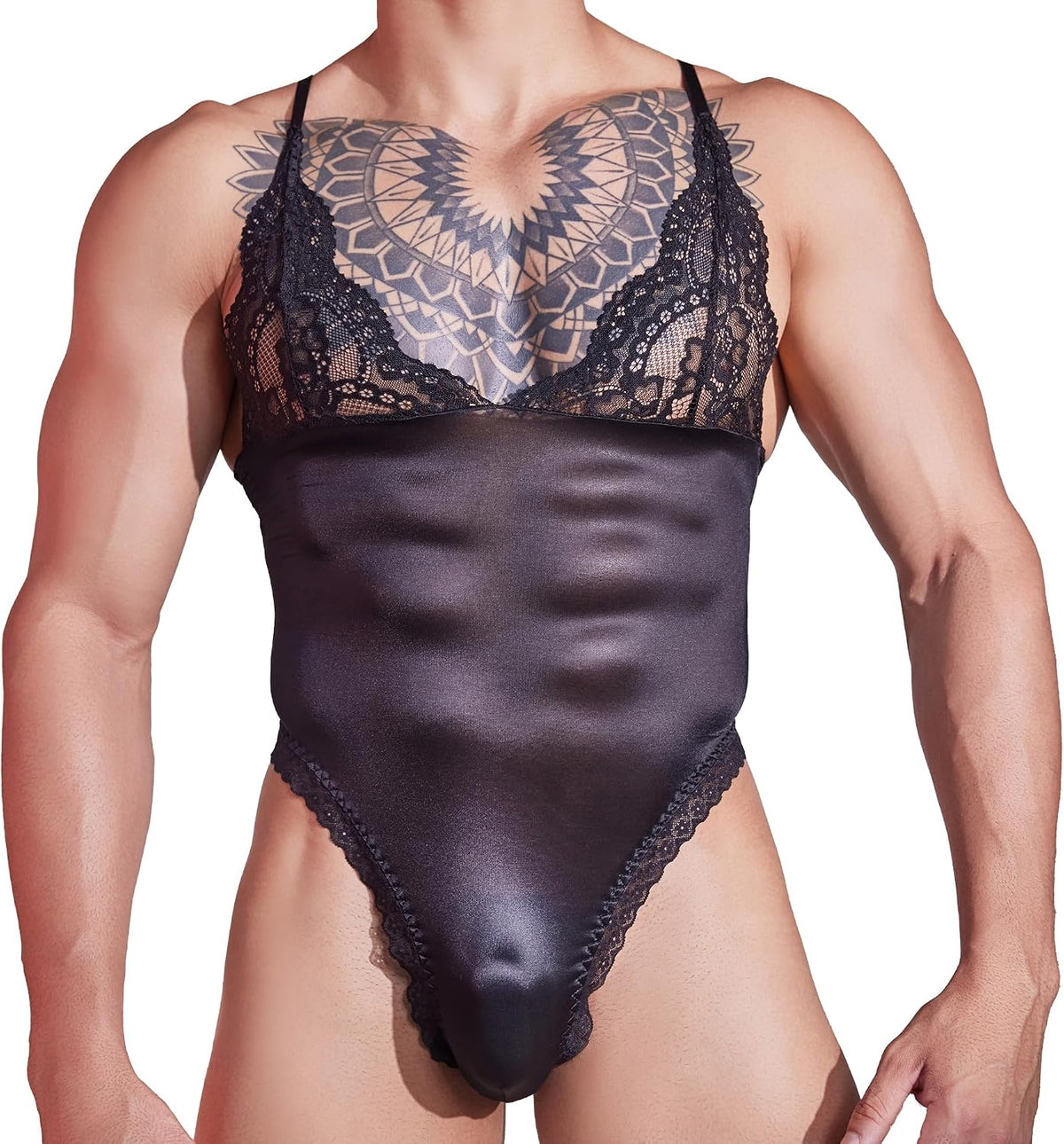 NightSheer Men's Lace Bodysuit | BDSM Roleplay Lingerie