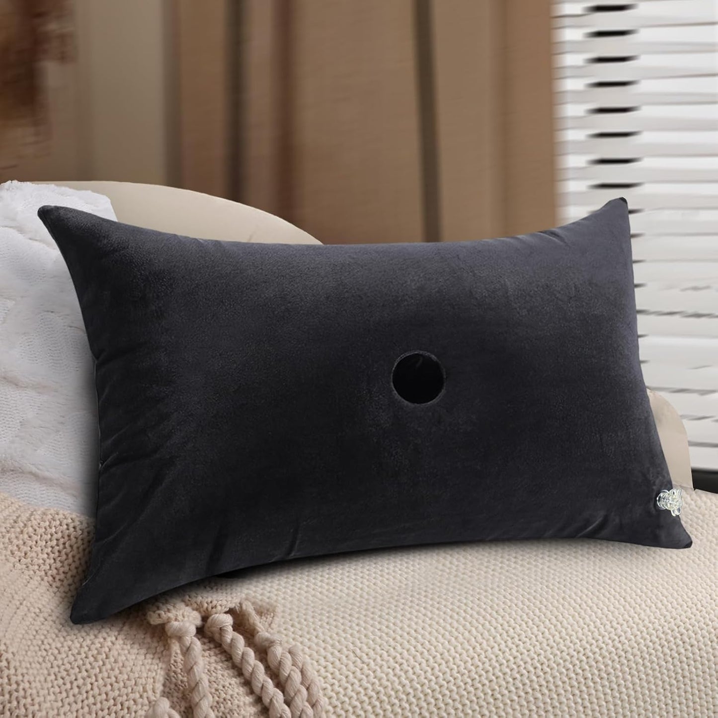 Suction Cup Dildo Mount Pillow for Solo Riding Sex, Inflatable Sex Toy Pillow Sex Cushion for Adult Coulpes Sexual Aids & Deep Penetration, Adult Sex Pillow for Sex Body Positioner(Black)