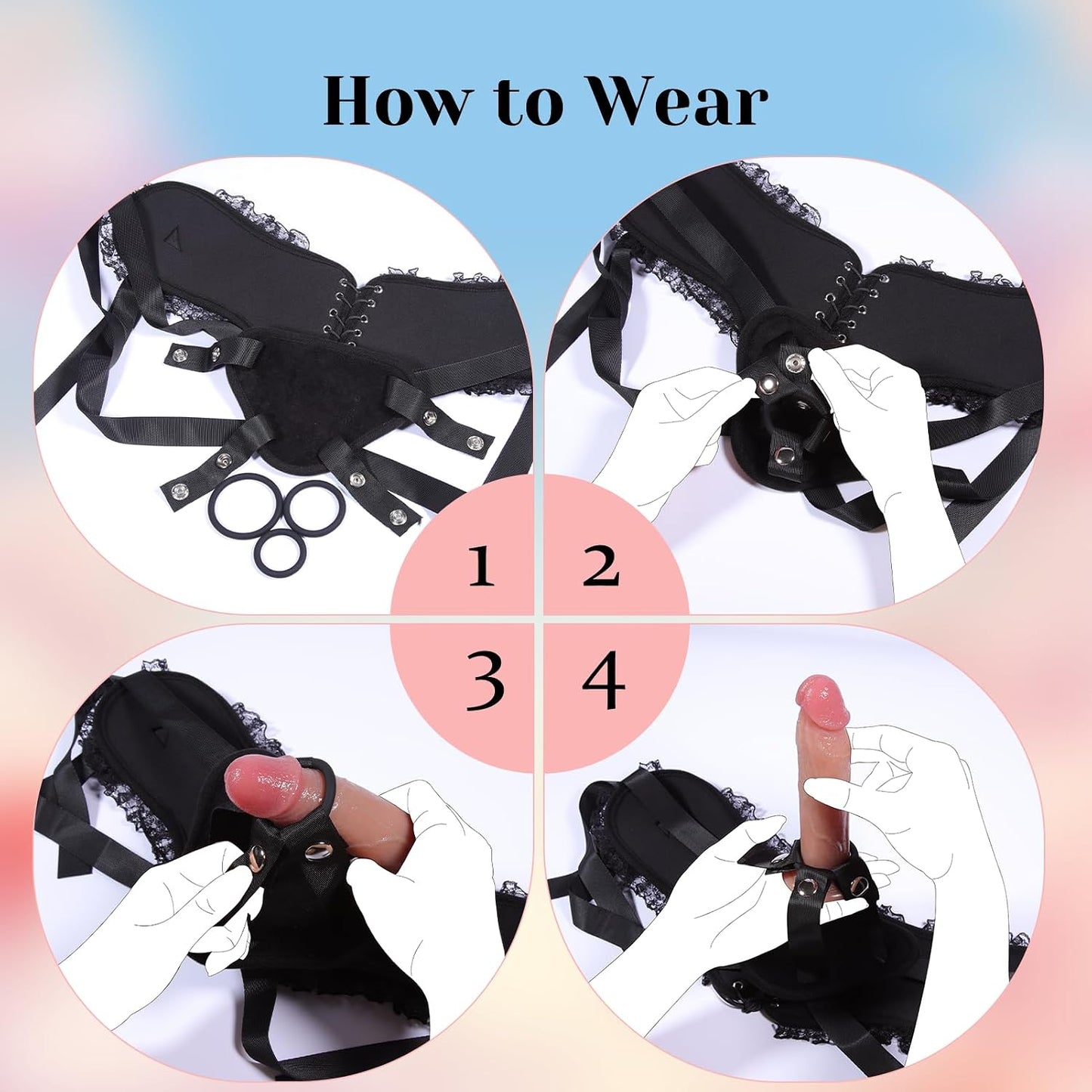 WitchingHour Strap-On Set | Lace Harness & Silicone Dildo