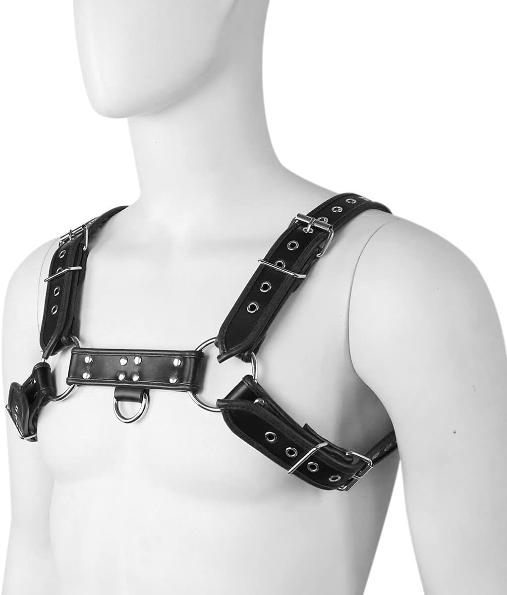 ApexSilhouette Men's BDSM Leather Chest Harness | Adjustable Fit