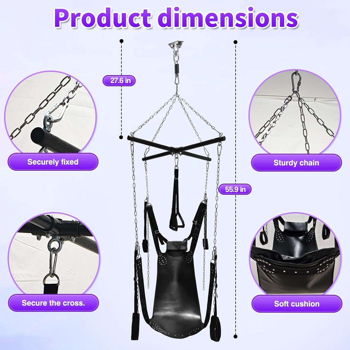 WeightlessLuxe Ceiling Sex Swing – Steel Frame, Leather Seat, 800 Lb