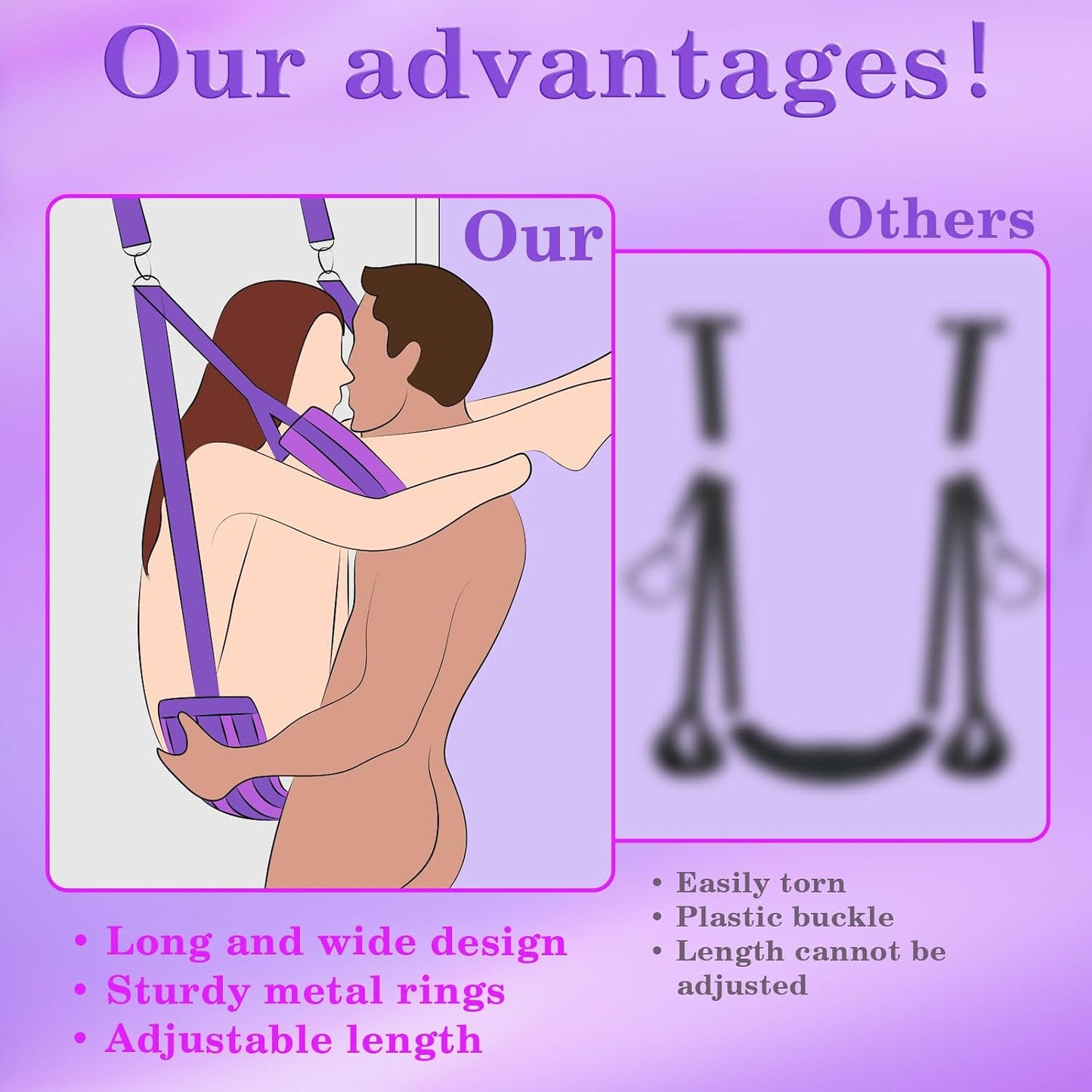 PlushRide Over-Door Purple Sex Swing – Padded, Holds 300 Lbs