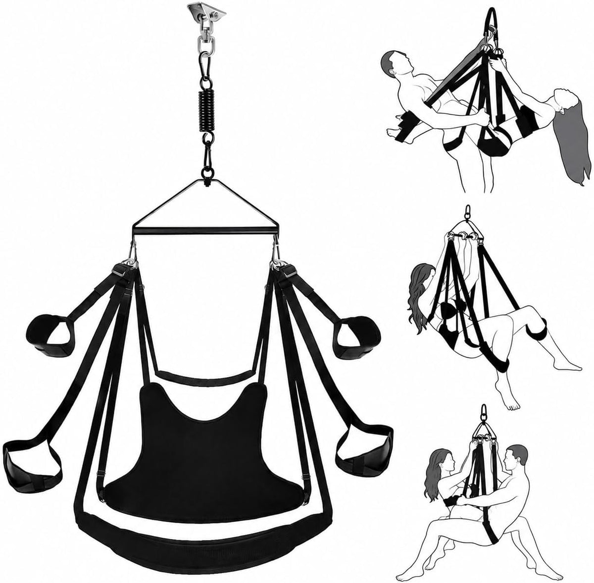 NightOrbit 360° Swivel Ceiling-Mounted Sex Swing with Neck Support