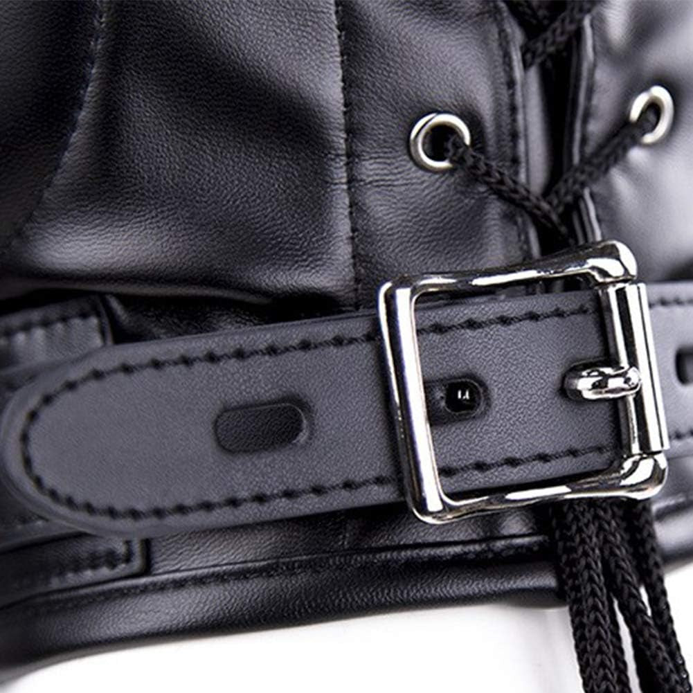 DuskShroud Leather Bondage Hood with Detachable Dildo Gag