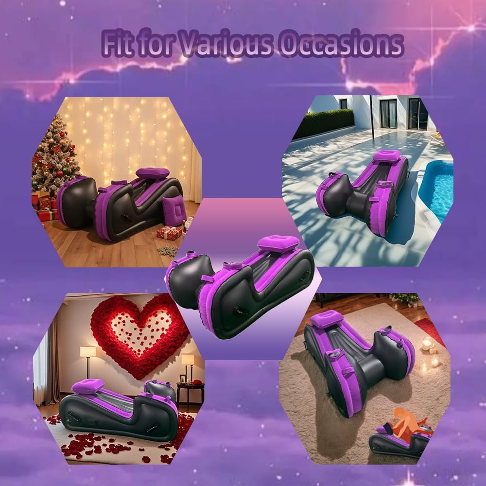 Sex Furniture Inflatable Sex Sofa for G Spot Position Aid BDSM Sex Toys Bed with Inflatable Sex Pillow & Automatic Air Pump for Couples Bedroom Living Room Garden Camping