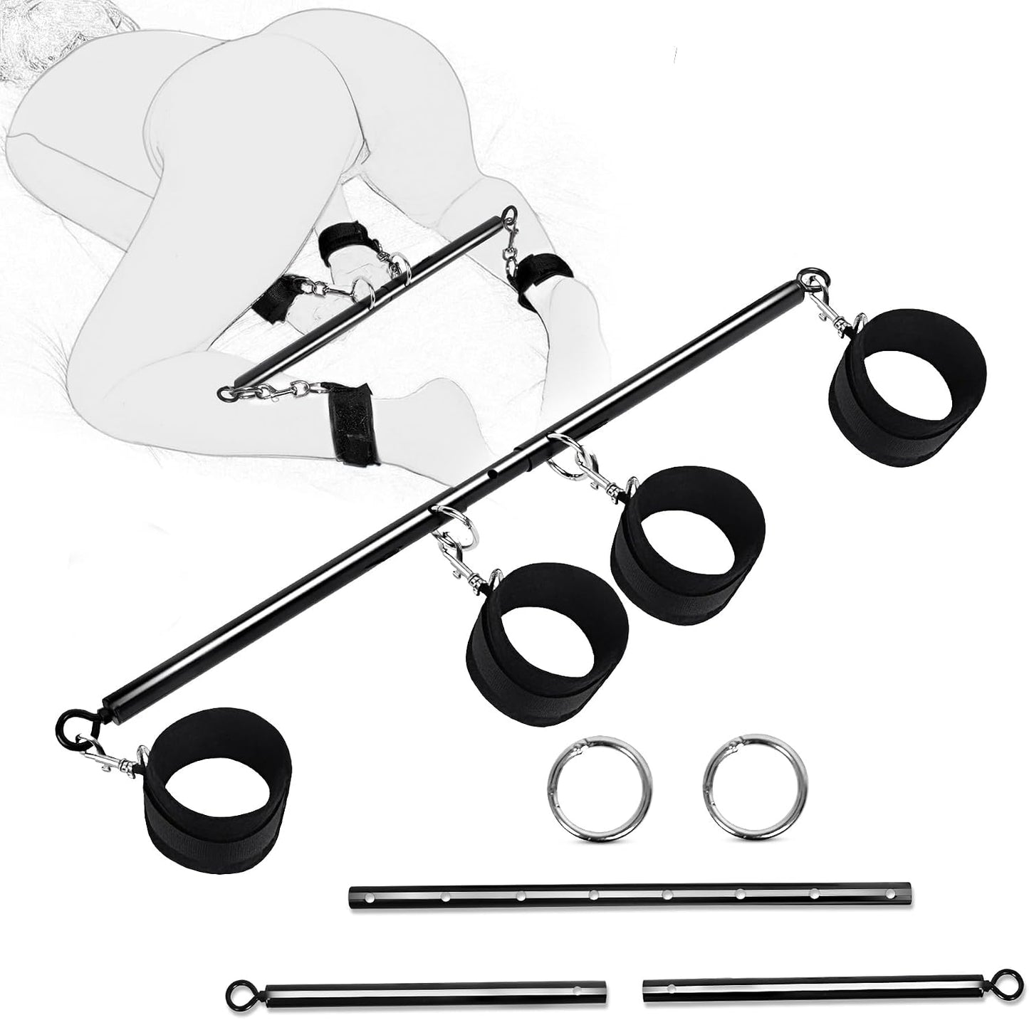 NightHold Padded Cuffs Spreader Bar Set