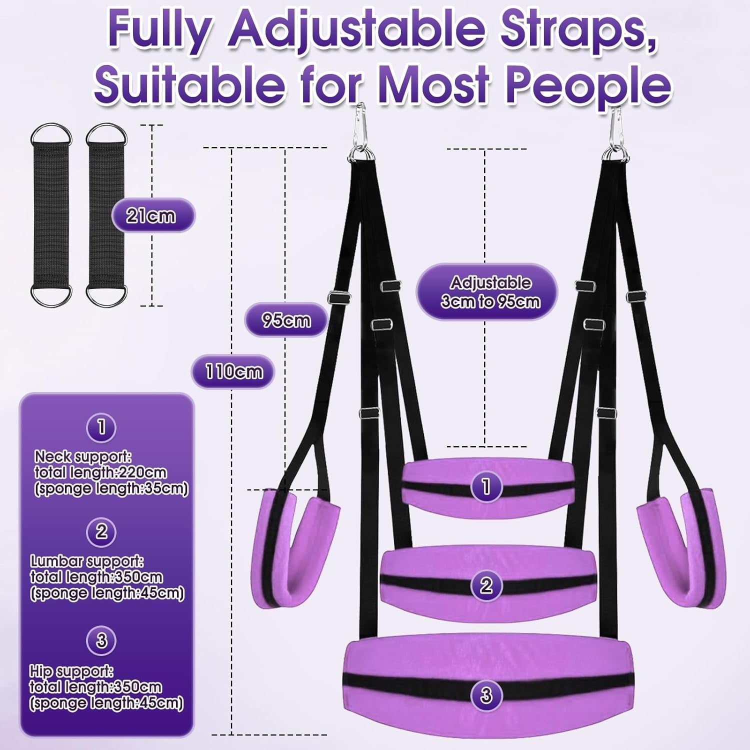 BDSM Sex Swing Adult Sex Toys Heavy Duty Sex Swings with Hanging Door Straps Adjustable Sex Sling Widened Padding Seat Bondage Thigh Restraints, Sex Furniture for Couples Kinky Sex Toy Purple