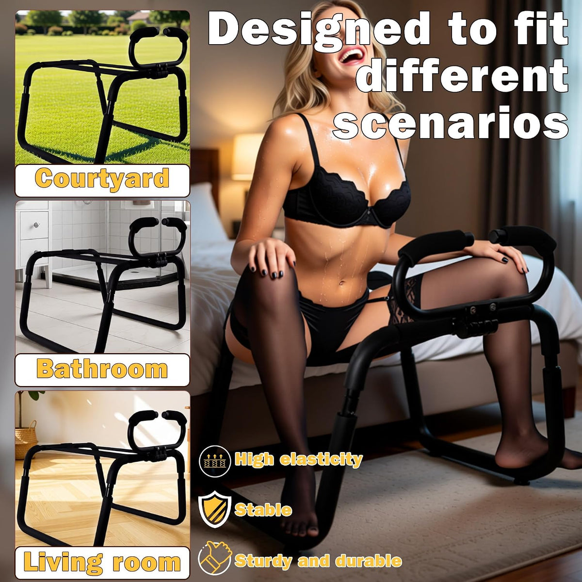 DuskThrone Adjustable Sling Sex Chair with Handrails