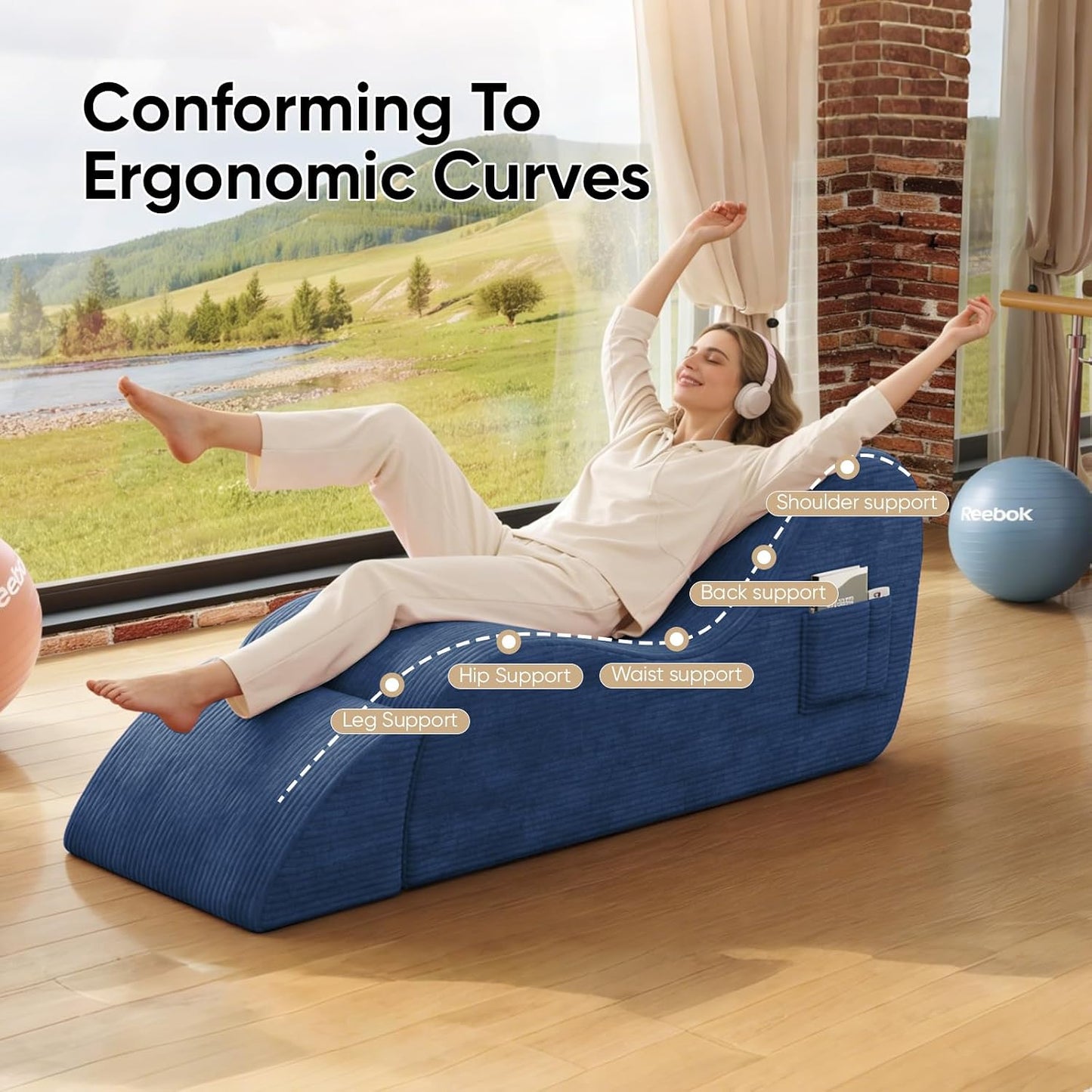 AzureAfterglow Sex Chaise Lounge with Lumbar Cushion
