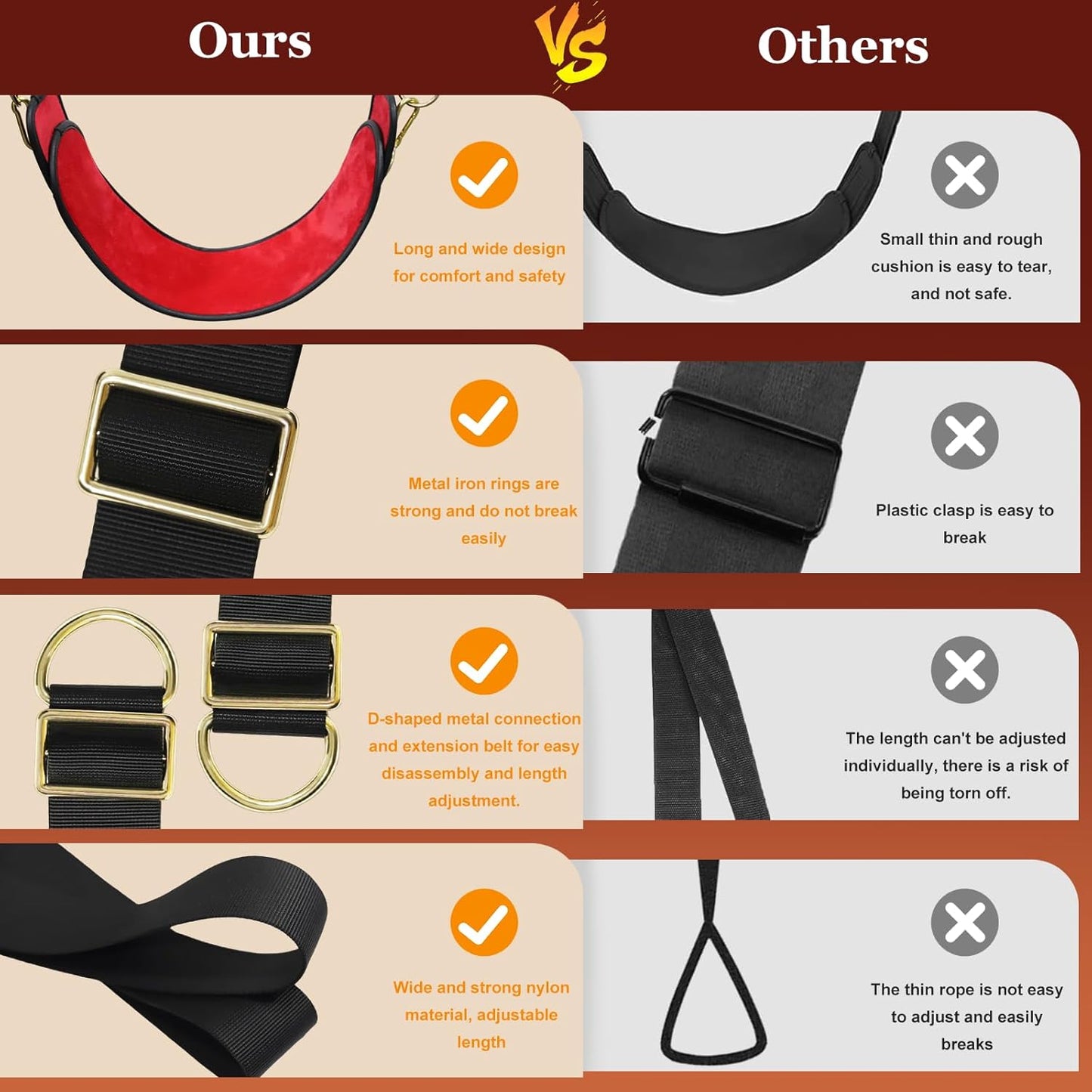 Sex Swing Door BDSM Bondage Thigh Restraints with Adjustable Sex Straps Hardware Buckle Leather Soft Plush Kinky Adult Sex Toys for Men Women Couples