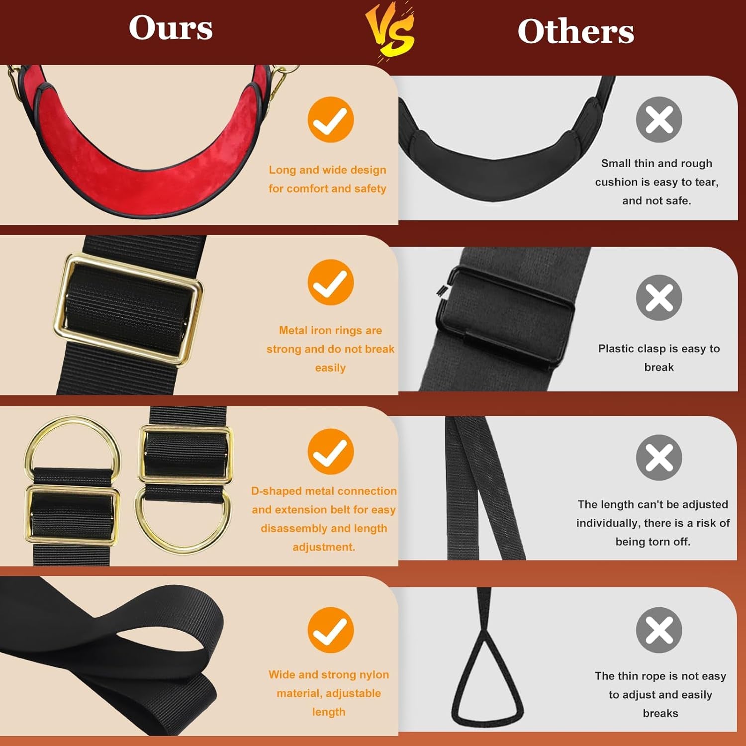 Sex Swing Door BDSM Bondage Thigh Restraints with Adjustable Sex Straps Hardware Buckle Leather Soft Plush Kinky Adult Sex Toys for Men Women Couples