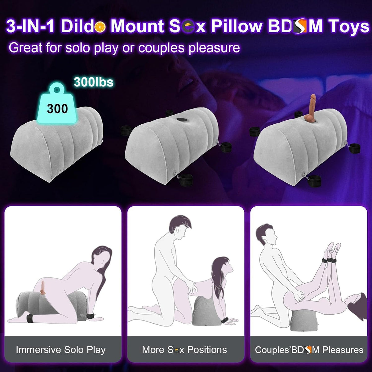 DuskDrift Inflatable Bondage Sex Pillow & Dildo Mount