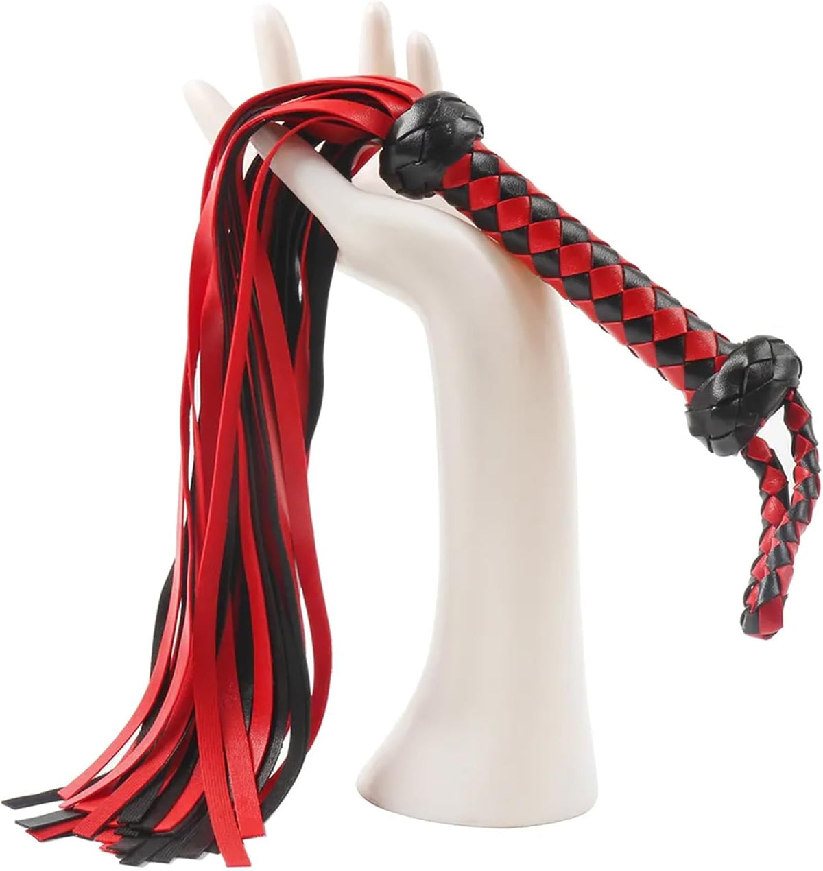 CrimsonLash 23 Inch Faux Leather Flogger Whip in Red and Black