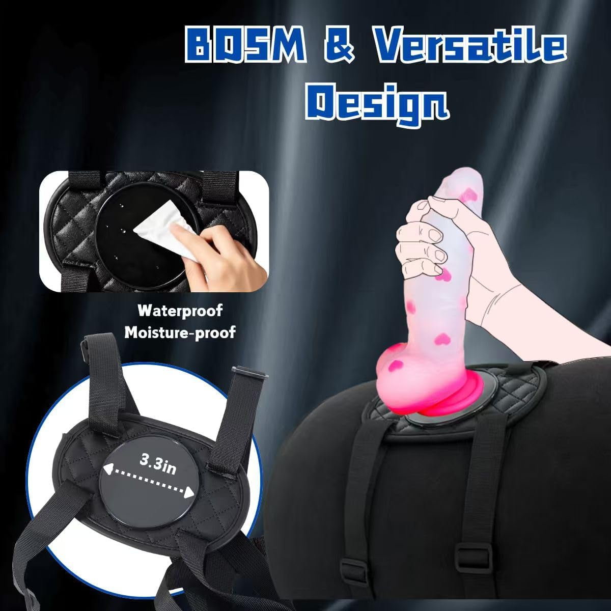 Sex Pillow with Suction Cup Dildo Mount Sex Toys Inflatable Pillow Vibrator Holder Set Universal Sex Saddle Strap on Pillow,Chair Hands-Free Play(Without Dildo)