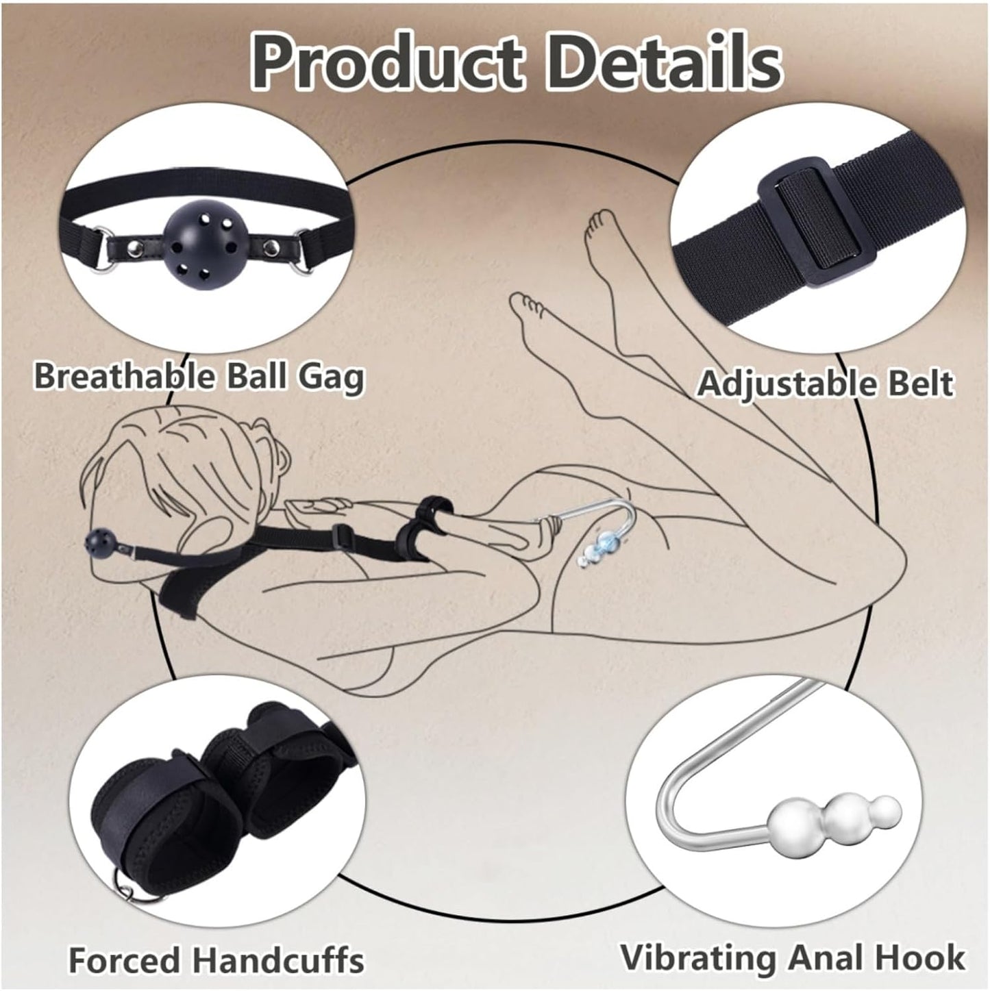 MidnightPulse Vibrating Anal Hook BDSM Restraint Kit