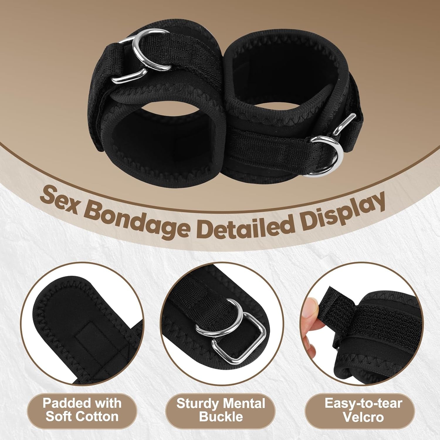 Bound & Ready Adjustable Connected Bondage Cuff Set for Couples | Padded Restraints