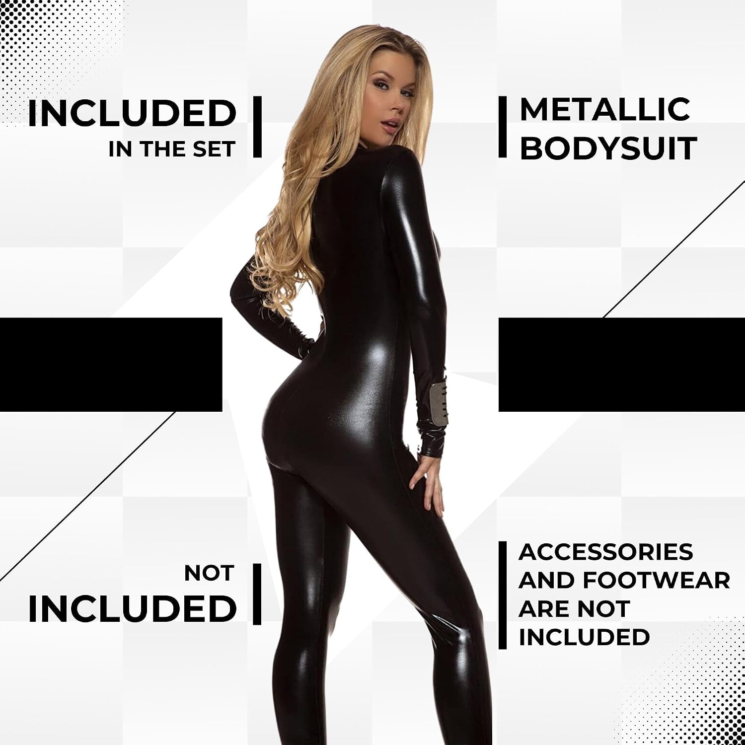 NightSheen Metallic Zip-Front Wet-Look Catsuit
