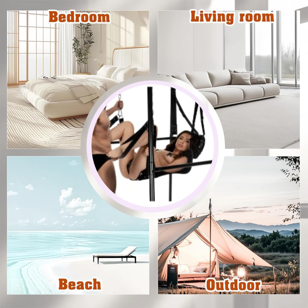 ShadowSpan Freestanding Canvas Sex Swing with Heavy-Duty Steel Stand