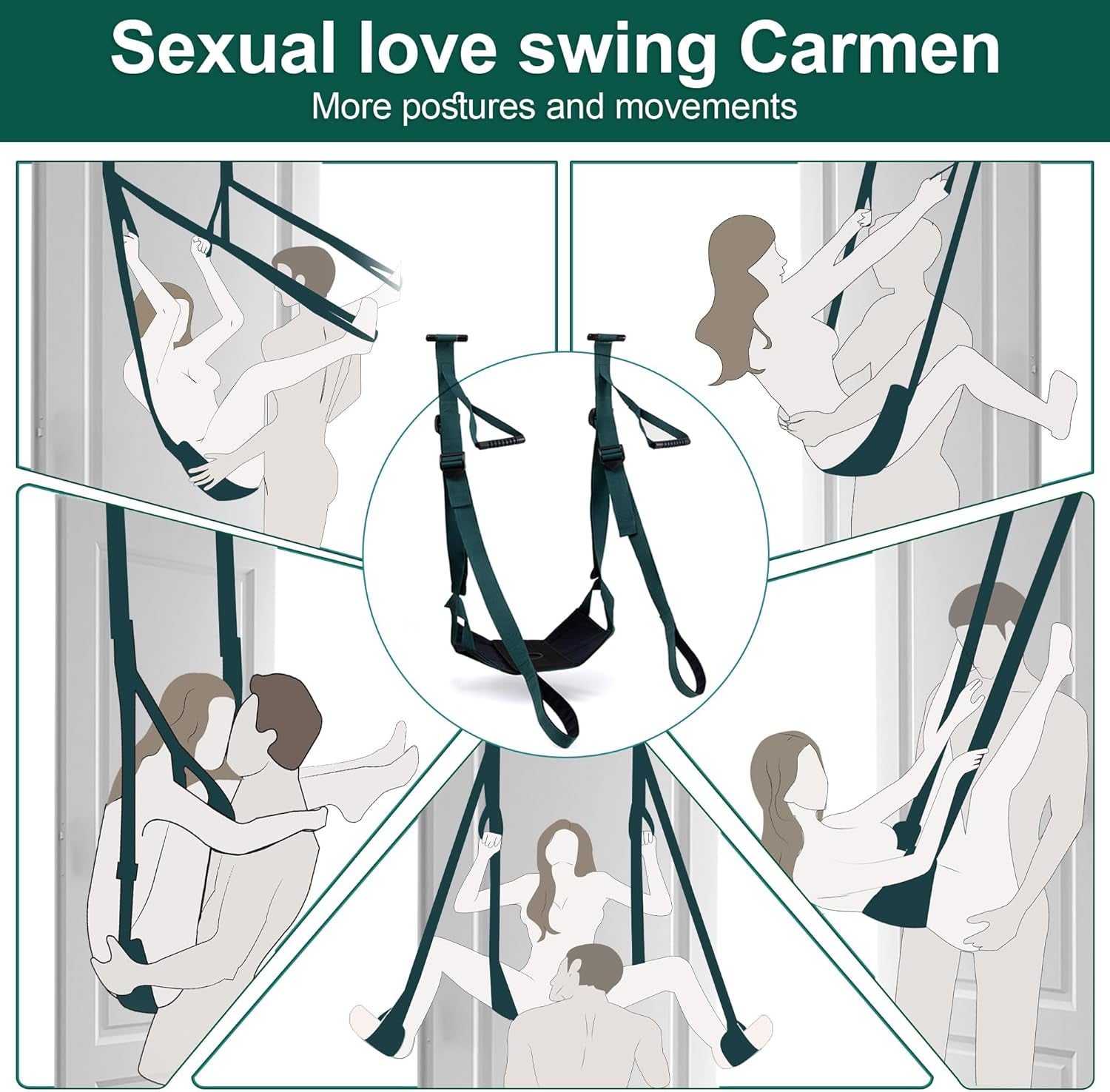 BDSM Door Sex Swing Adult Sex Toys for Couples. Adult Toys for Couple 2 in 1 Door Sex Swing & Thigh Sling with Adjustable Straps,Bondage Couple Toys with Dildo and Leather Plush Cushion