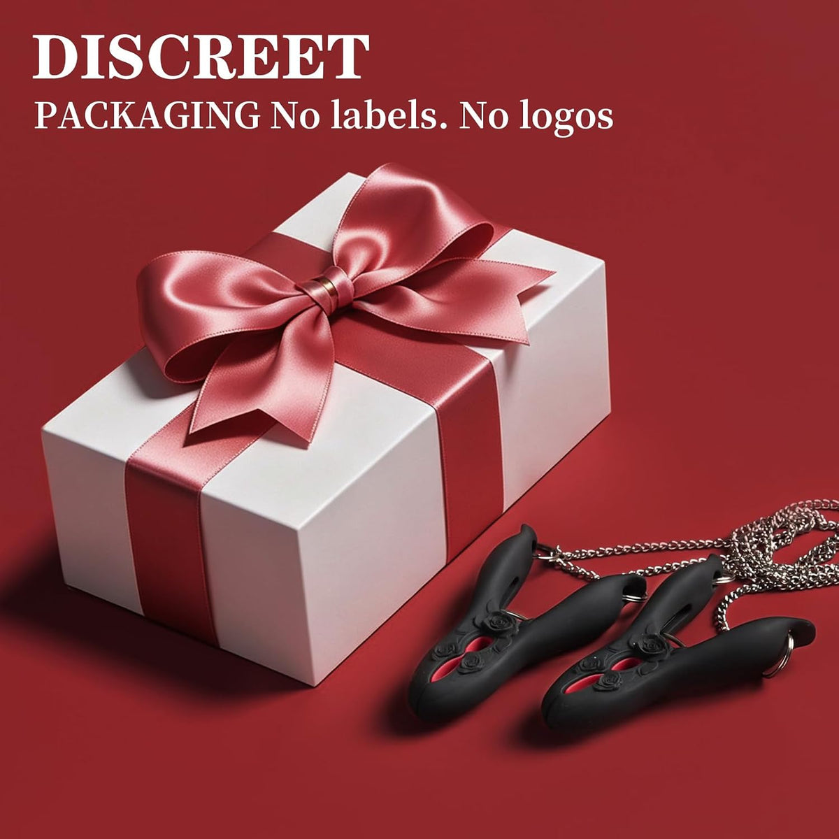 BlackRose BDSM Nipple Clamps with Silicone Pads and Metal Chain