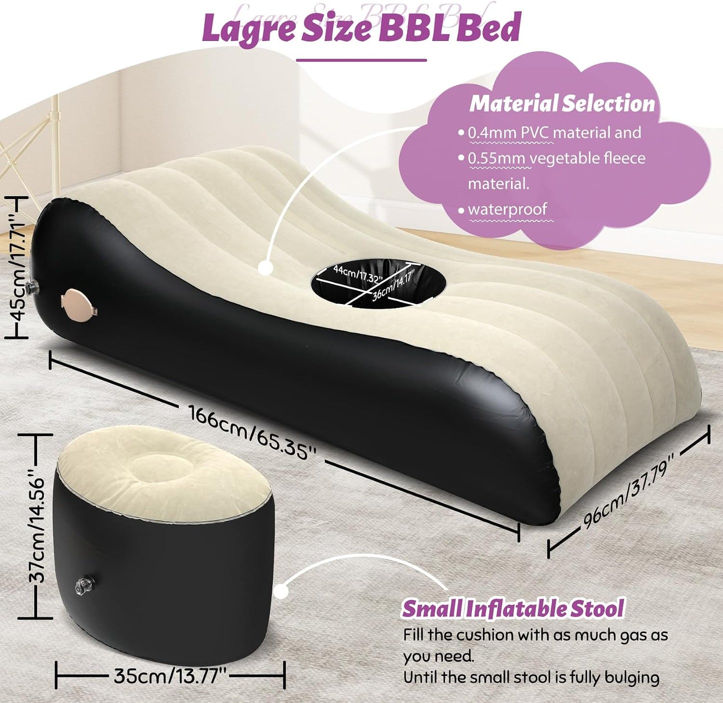 CaramelContour Inflatable Sex Sofa & BBL Recovery Bed