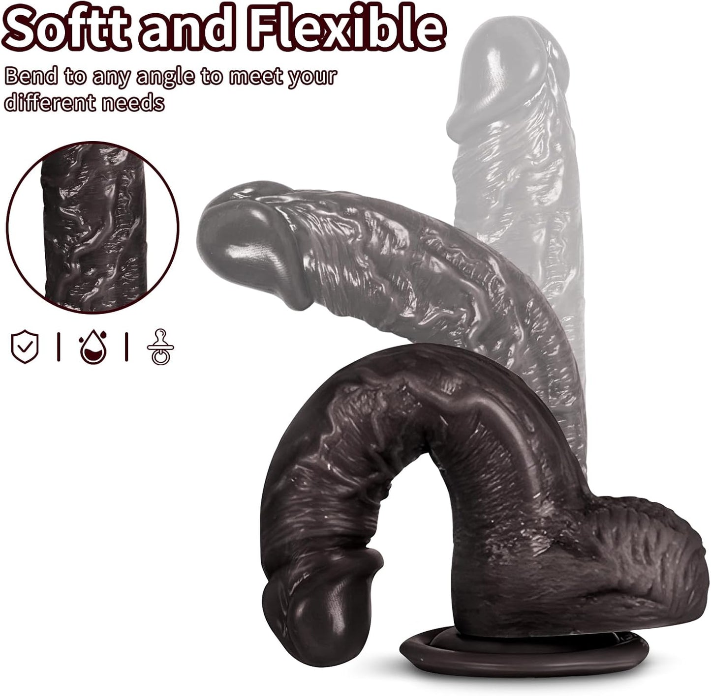 CurveConfidence Realistic 7.6" Strap-On Dildo | Suction Cup Harness