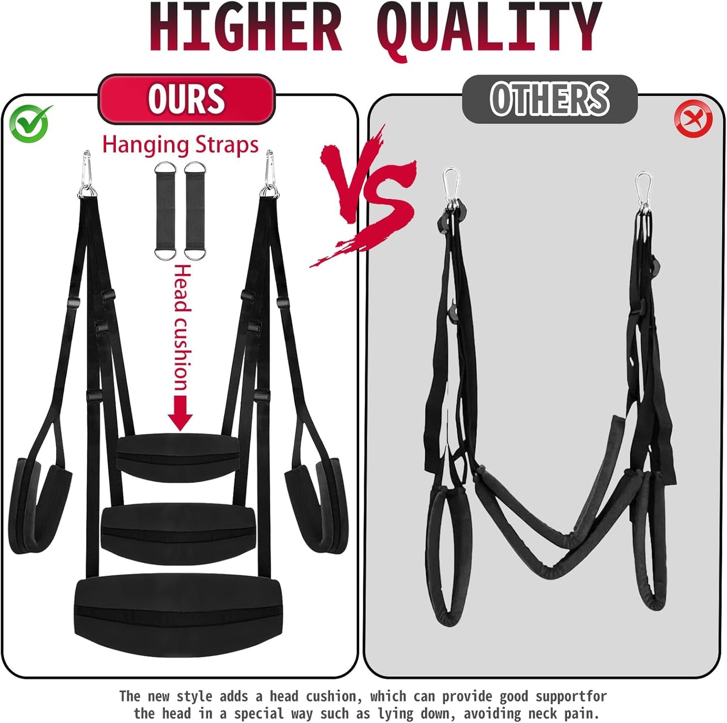 BDSM Sex Swing, Heavy Duty Sex Swings with Door Hanging Straps Adjustable Sex Sling Comfortable Padded Cushion, Bondage Swing Sex Furniture for Couples Sex Toys