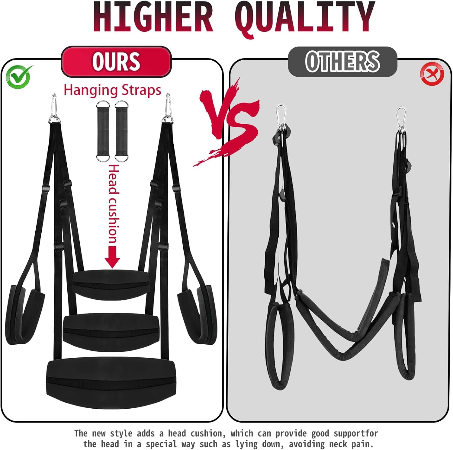 BDSM Sex Swing, Heavy Duty Sex Swings with Door Hanging Straps Adjustable Sex Sling Comfortable Padded Cushion, Bondage Swing Sex Furniture for Couples Sex Toys