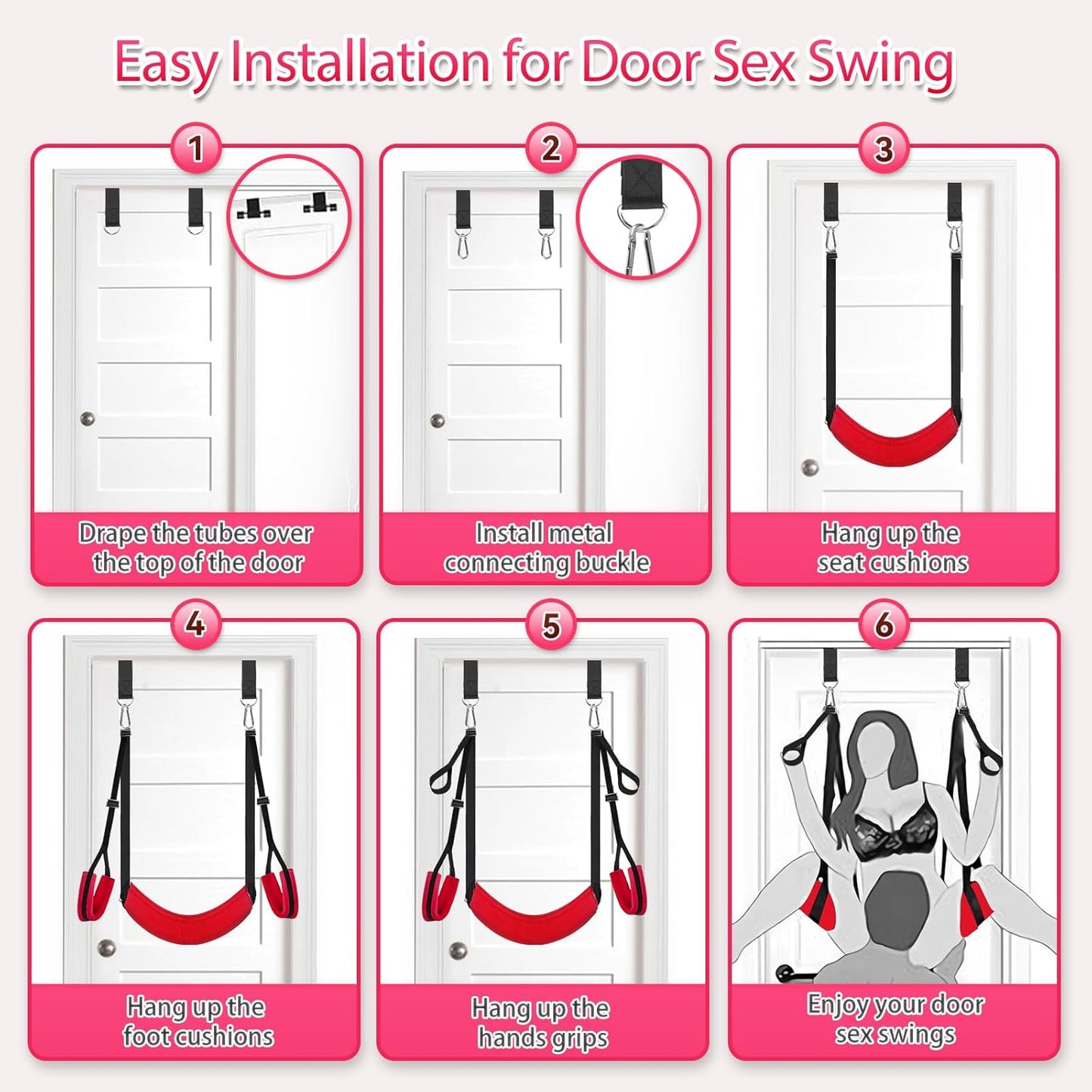 Sex Swing BDSM Sex Toys 360° Spinning Indoor Ceiling Sling with Premium Paint Stand Widened Thick Comfortable Padded Swing, Adjustable Hanging Door Sex Swing Set for Couples Adult