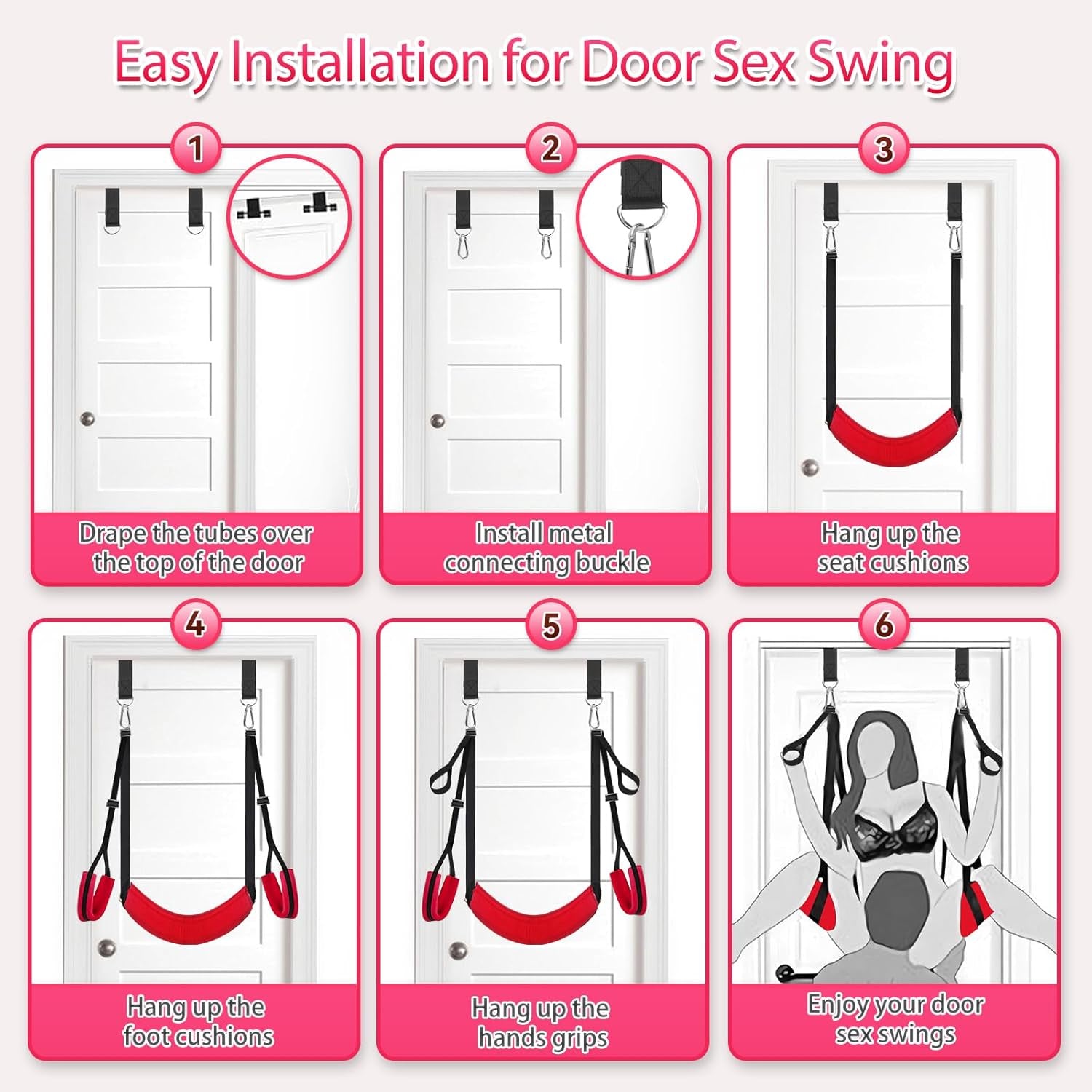 Sex Swing BDSM Sex Toys 360° Spinning Indoor Ceiling Sling with Premium Paint Stand Widened Thick Comfortable Padded Swing, Adjustable Hanging Door Sex Swing Set for Couples Adult