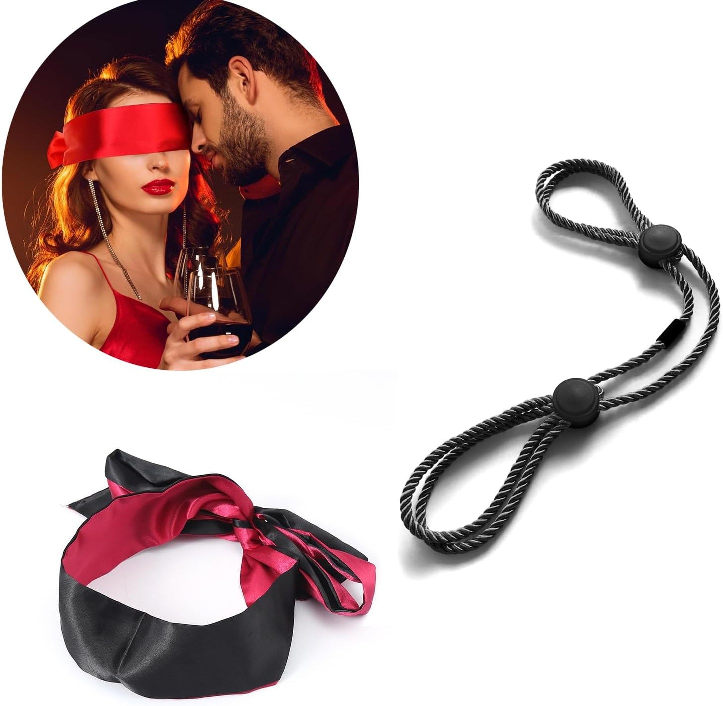 MidnightBind Adjustable Bondage Restraint Kit & Satin Blindfold Set