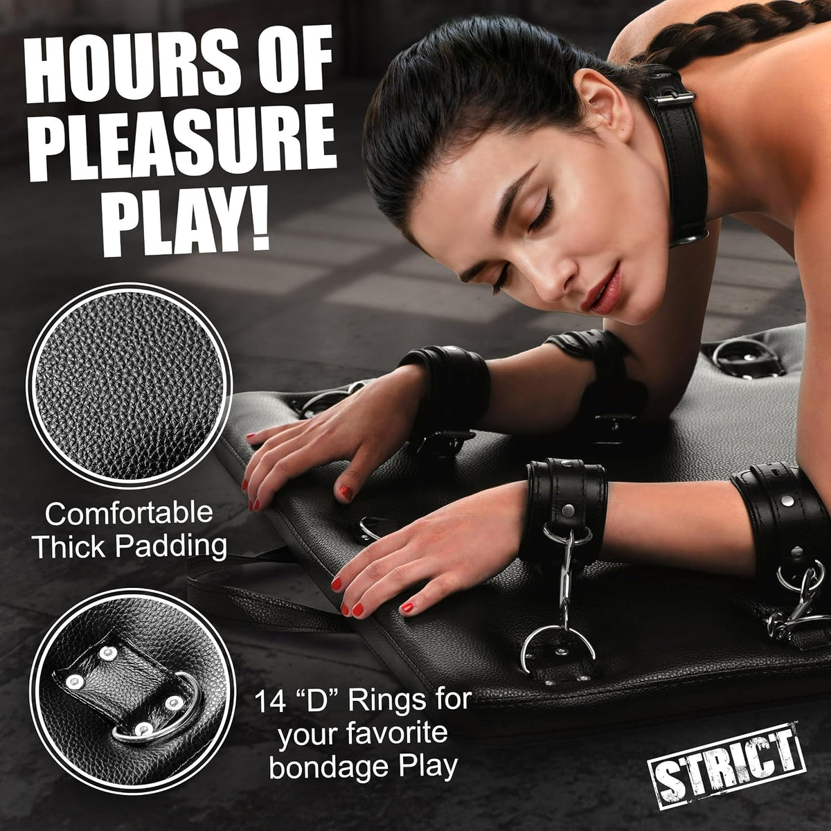 DarkSlab Foldable Padded Bondage Board with 14 D-Rings