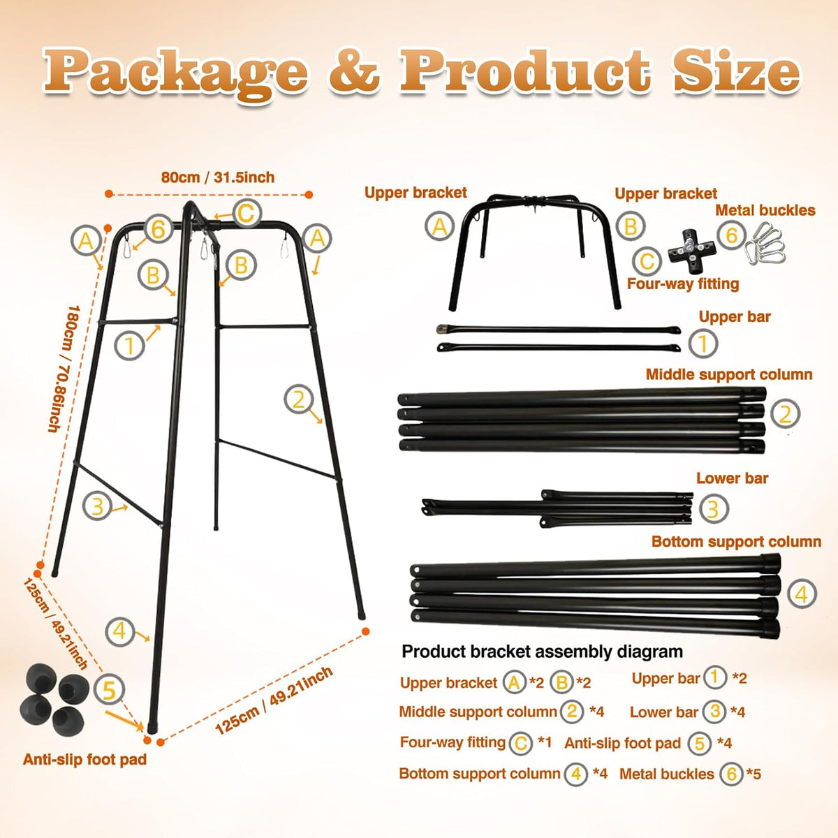 NightCradle Freestanding Sex Swing Stand with Adjustable Padded Sling