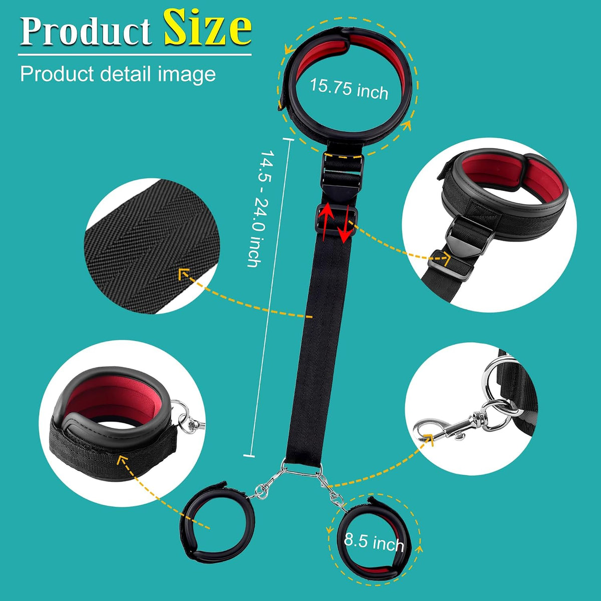 NightCollar Neck to Wrist Bondage Restraint Set with Blindfold