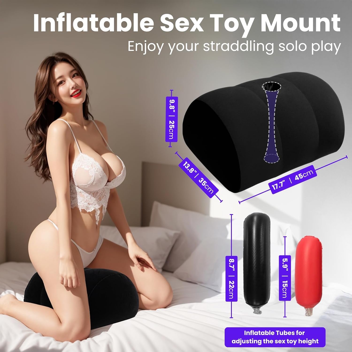 Inflatable Sex Pillow for Couples – Portable Sex Toy Mount & Sex Position Pillow – Compatible with Most Adult Sex Toys – Sex Furniture for Bedroom & Accessories for Couples Design for Solo Play