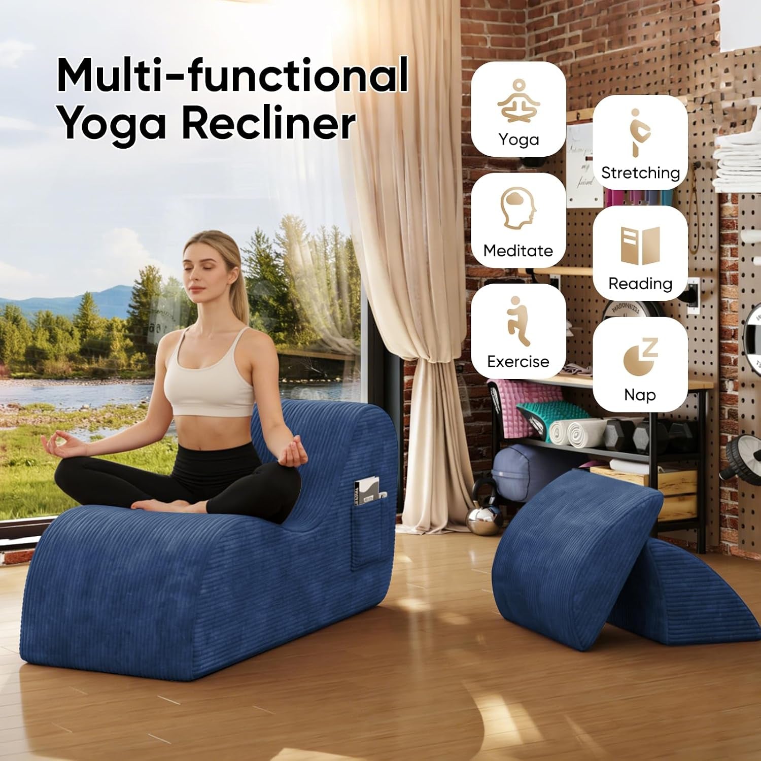 AzureAfterglow Sex Chaise Lounge with Lumbar Cushion