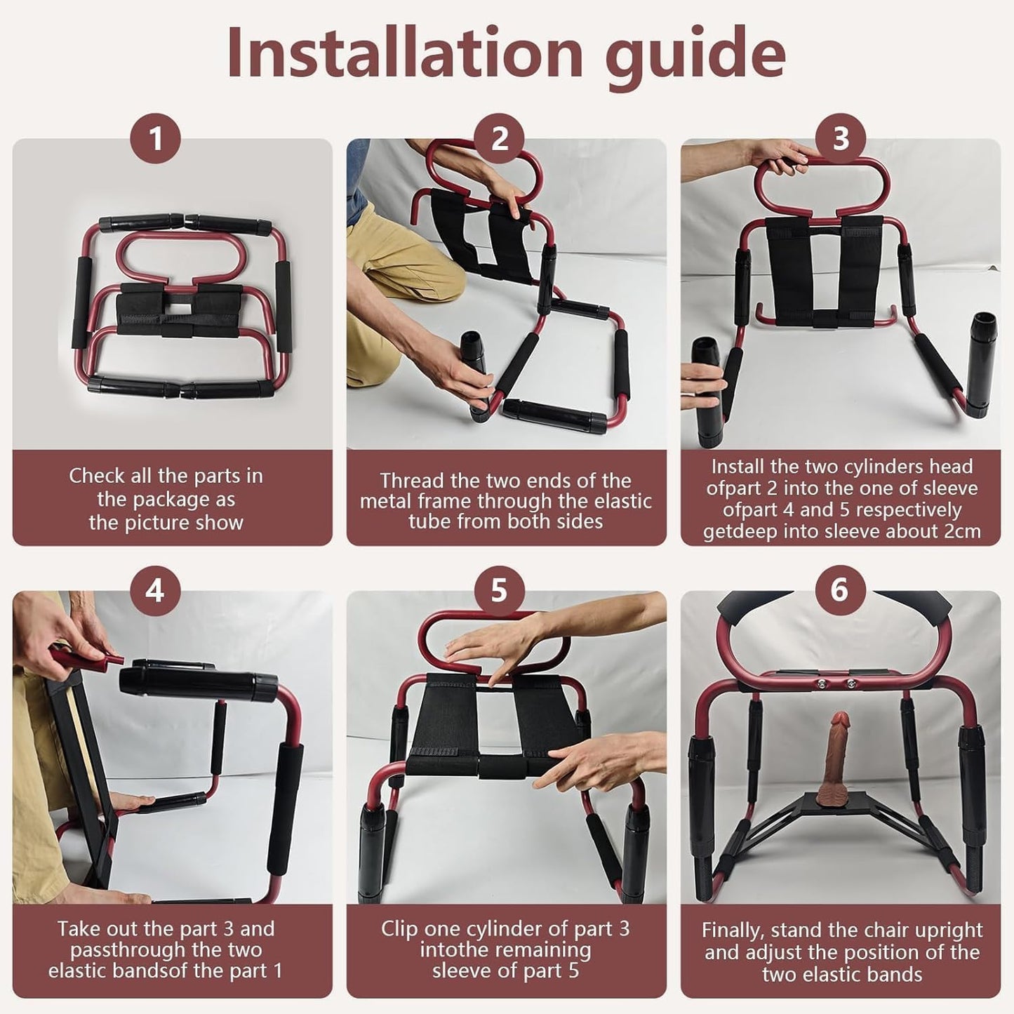 Adjustable Sex Chair for Couples – Sturdy Love Position Aids Furniture for Bedroom, Intimate Games & SM Play Bench, Heavy-Duty Sex Position Enhancer with Soft Seat, Handrail Support & Easy Assembly