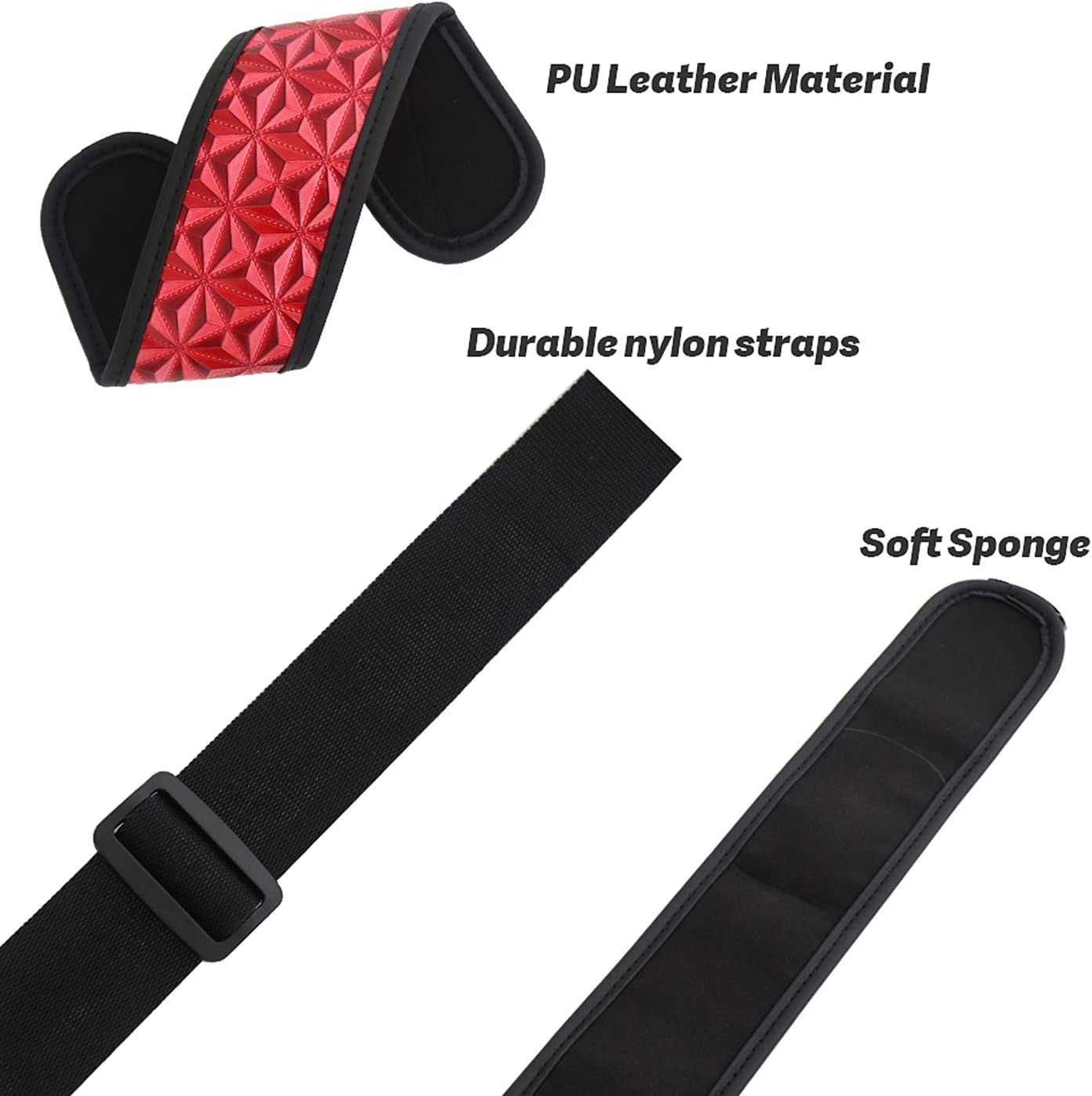 Sex Bondage Leg Restraints, Neck to Thigh Sling Adjustable Straps Bed Restraints for Couples BDSM Toys Tie down Rope Cuffs Kit for Beginner (Red Classic)
